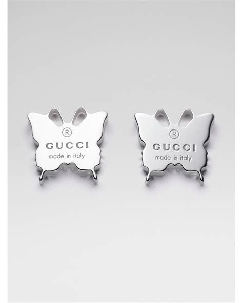 gucci sterling silver trademark butterfly thin ring|Gucci sterling silver hoop earrings.